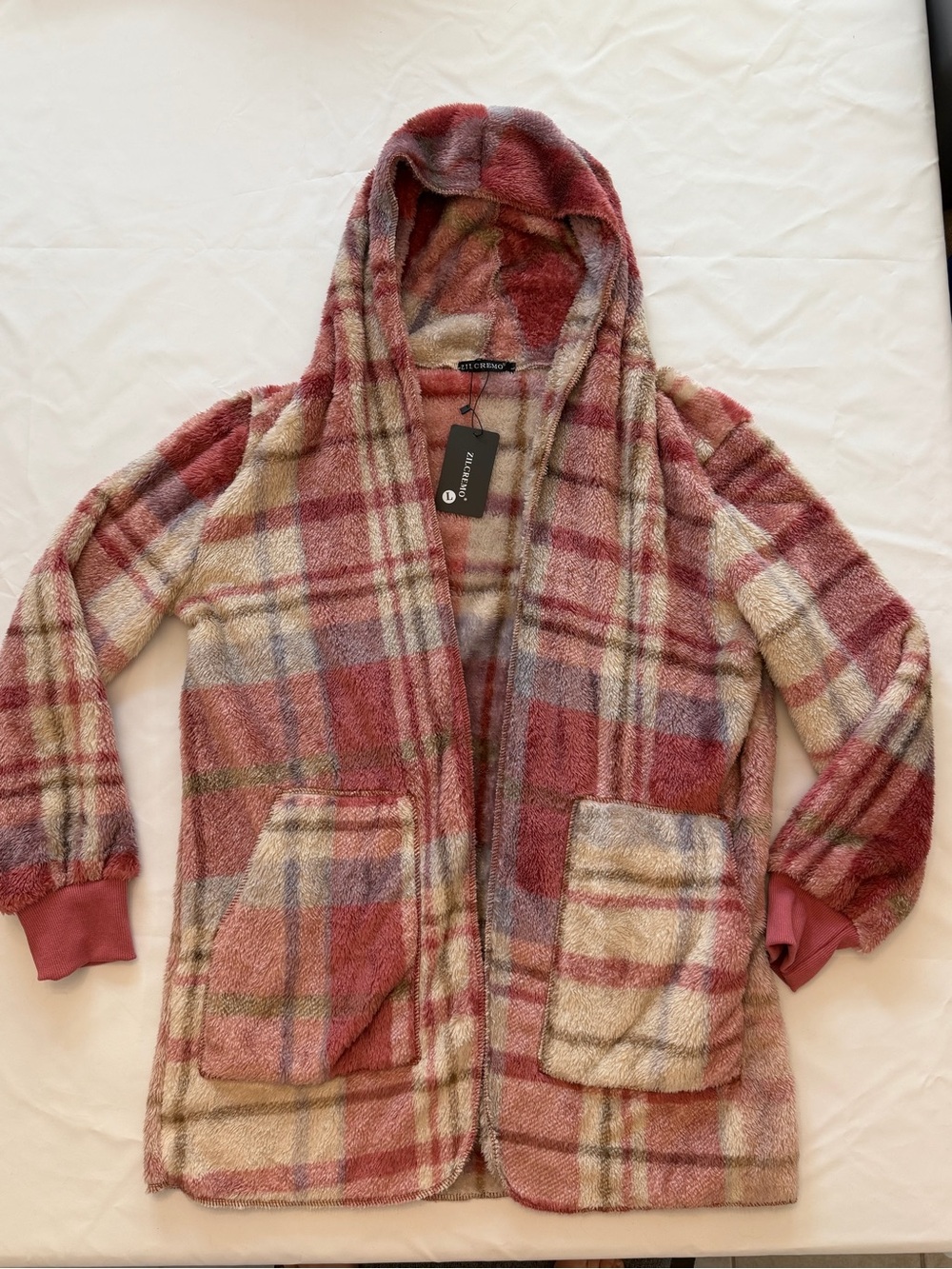 Cozy Plaid Hooded Cardigan - Dusty Rose Plaid